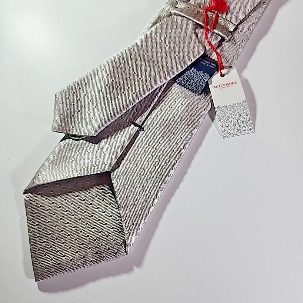 Prochownick Gray with Gray Dots Silk Tie Necktie - Made in Italy - Like New
